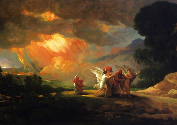 La famiglia di Lot fugge dalla distruzione di Sodoma e Gomorra