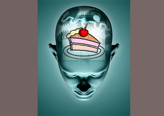 disegno di una testa con una torta nella mente