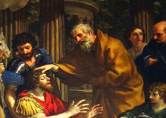 Dipinto che raffigura Anania che impone le mani a Paolo