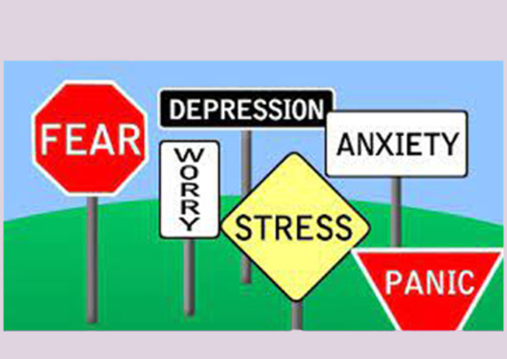 segnali stradali con scritto ansia, stress, preoccupazione, ecc